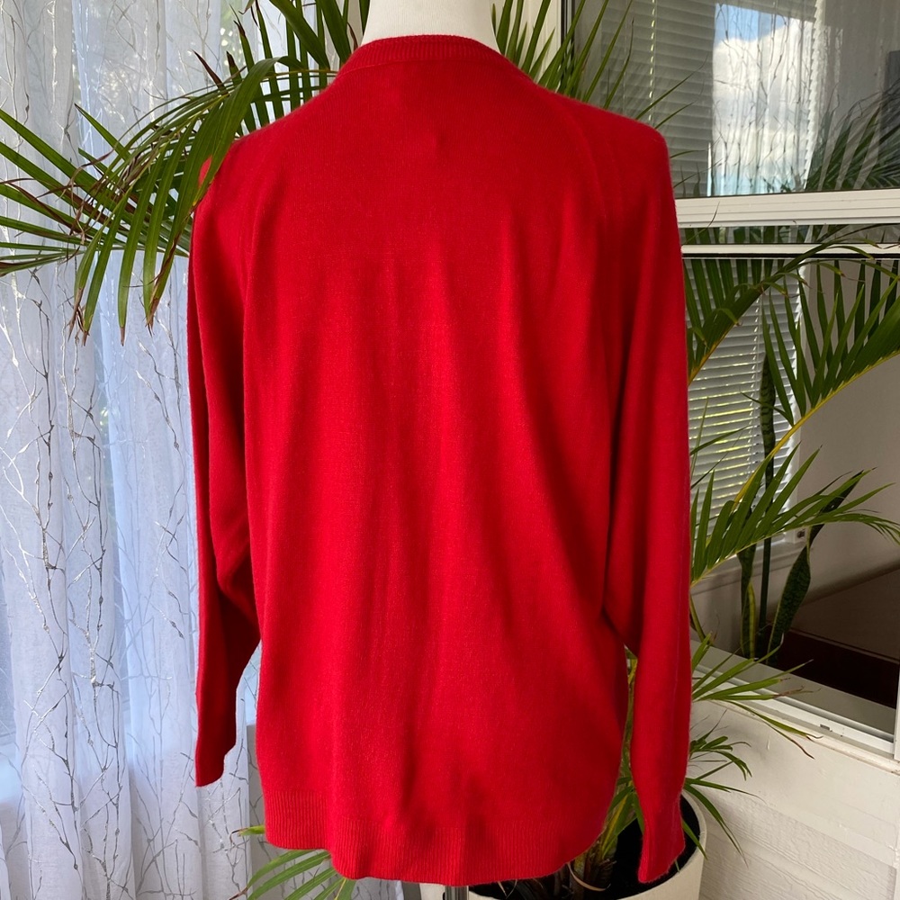 Designers Origi Nal Women’s Red Cardigan Pearly White Buttons Large Petite Lp View 2